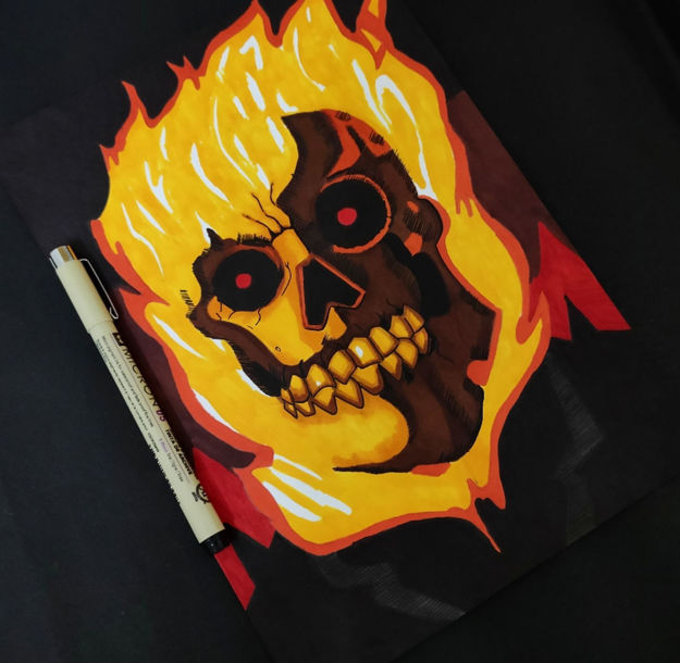 Picture of Ghost Rider Comic Book Marker Art